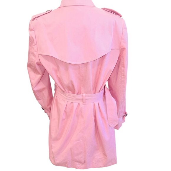 Jones New York Signature Pink Double-Breasted Trench Coat L Barbie Legally Blond - Picture 2 of 13